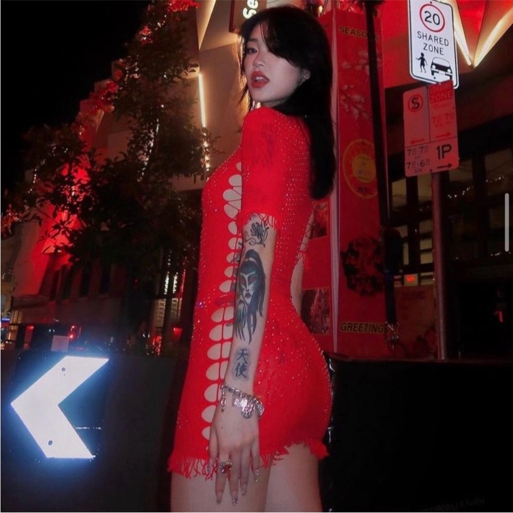 NEW Poster Girl The Miranda Mini Dress in Chilli Viral Blogger Fav Dress O/S - Picture 7 of 16
